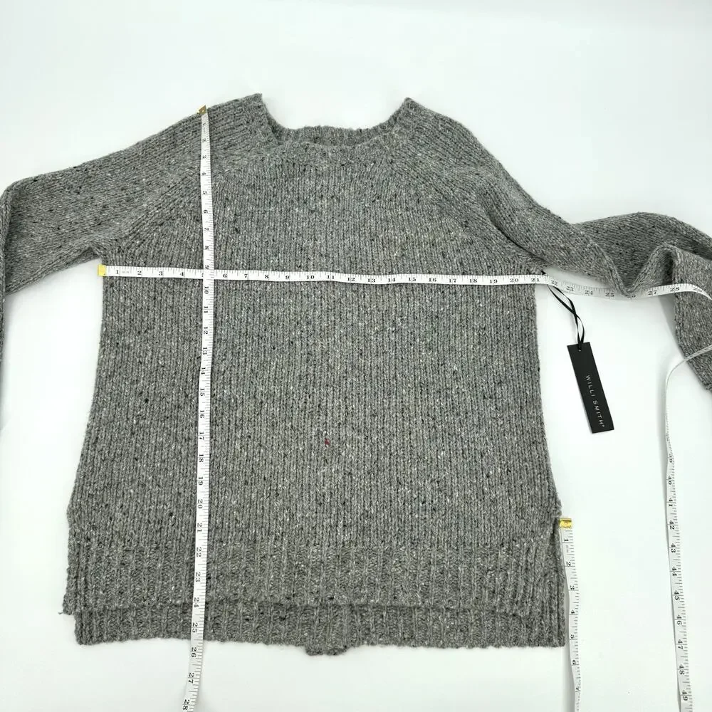 Willi Smith Gray Sweater Womens XL Wool Blend Button-Backed Lagenlook High-Low